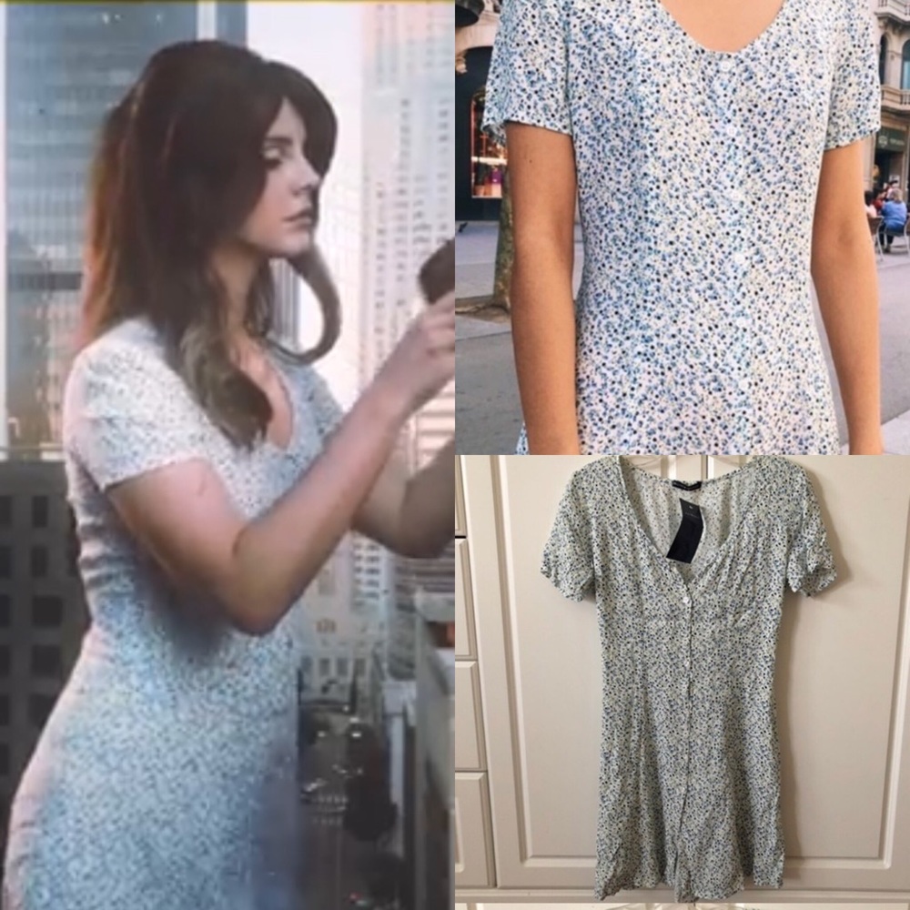 brandy melville lara blue floral dress The Lara Dress in Blue Tapestry Rose 16 / Blue Tapestry Rose